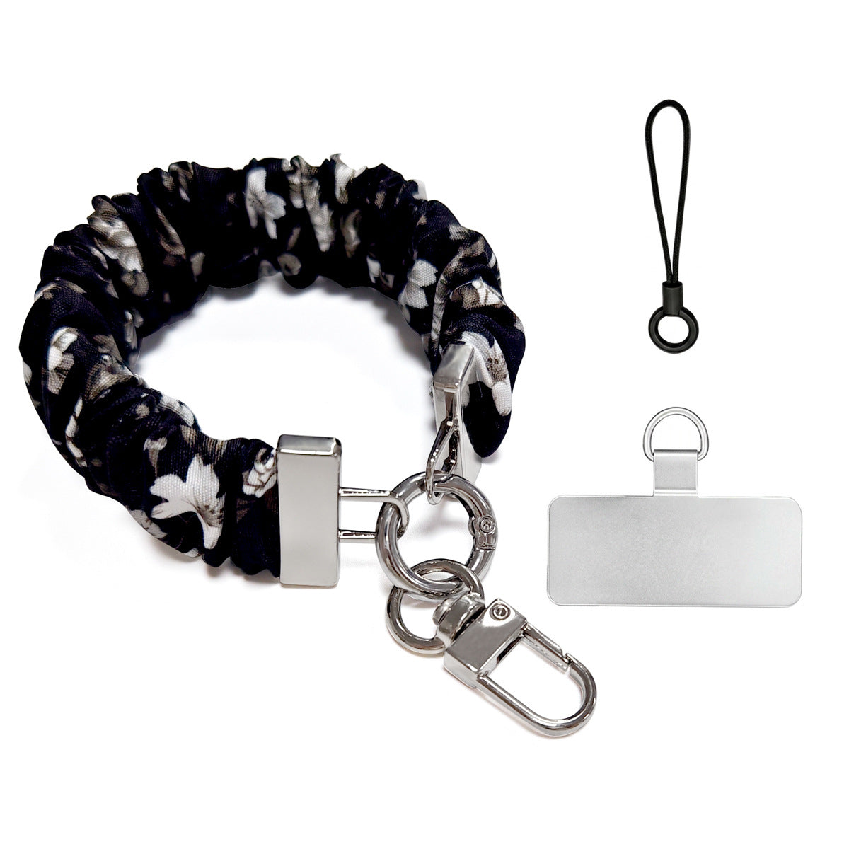 Scrunchie Wristlet Phone Lanyard With Clasp - GFloral_S
