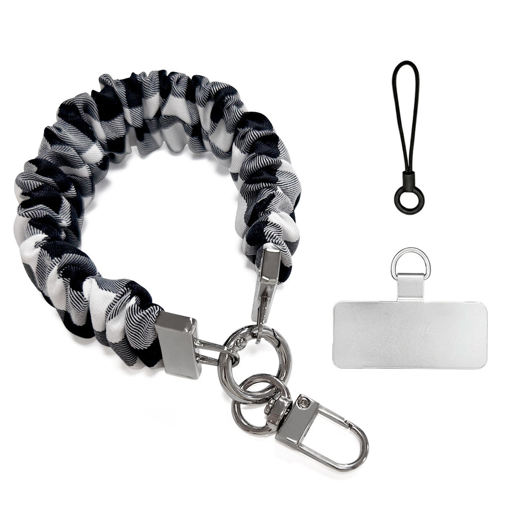 Scrunchie Wristlet Phone Lanyard With Clasp - Grid_S