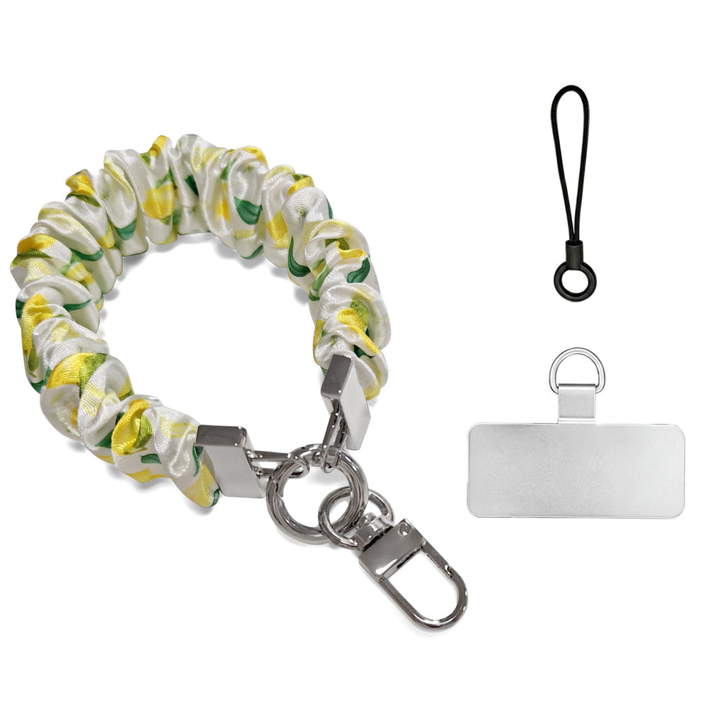 Scrunchie Wristlet Phone Lanyard With Clasp - Lemon_S
