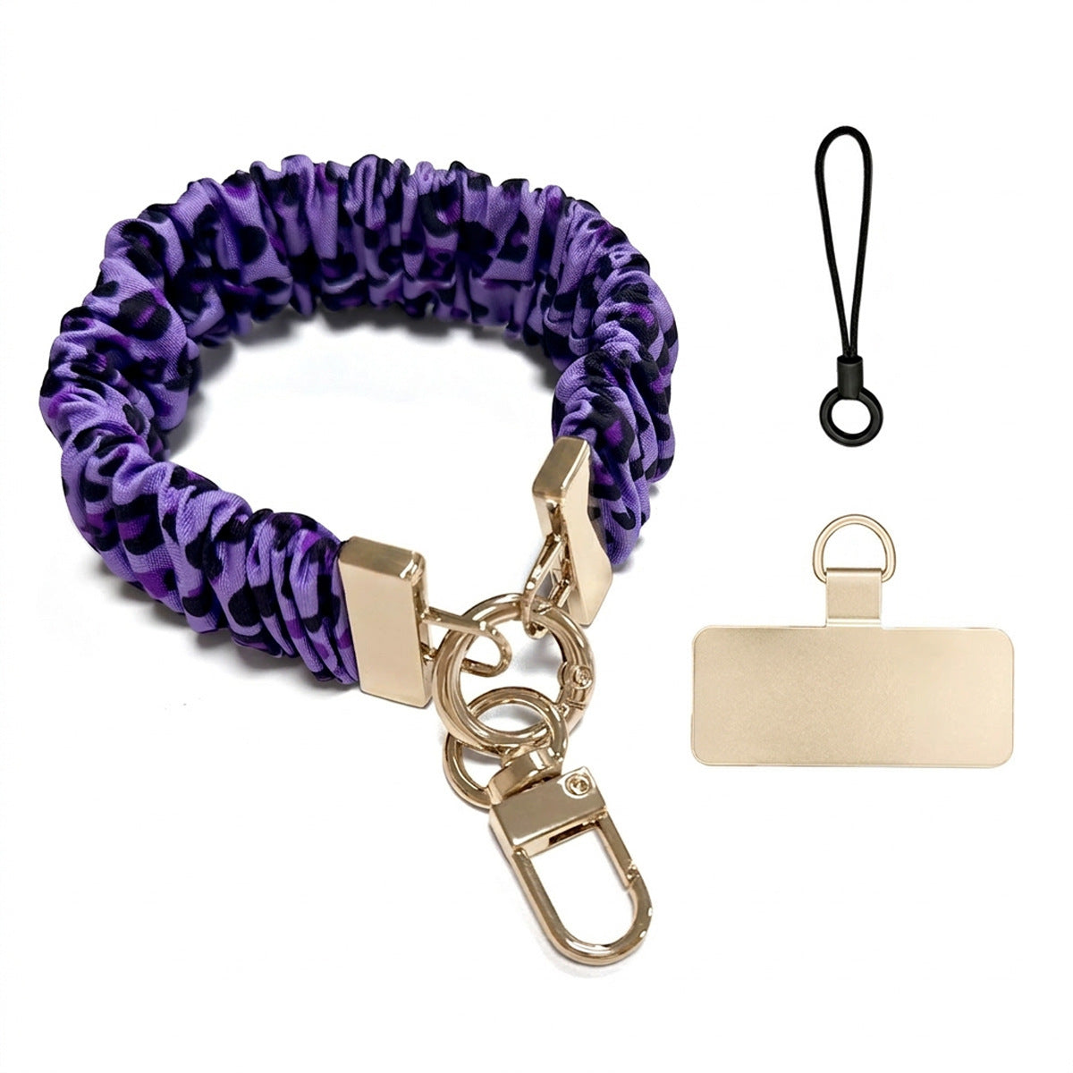 Scrunchie Wristlet Phone Lanyard With Clasp - PLeopard_G