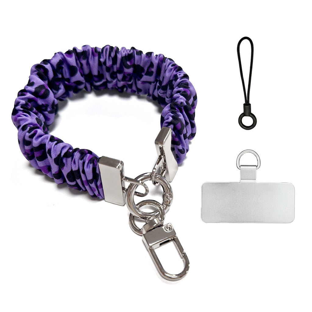 Scrunchie Wristlet Phone Lanyard With Clasp - PLeopard_S