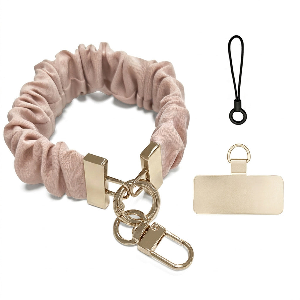Scrunchie Wristlet Phone Lanyard With Clasp - Peach_G