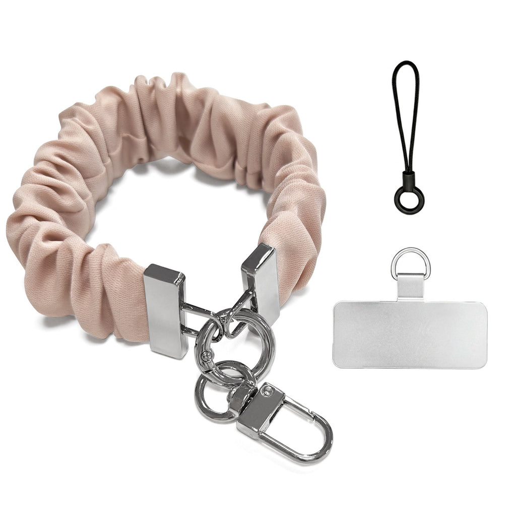 Scrunchie Wristlet Phone Lanyard With Clasp - Peach_S