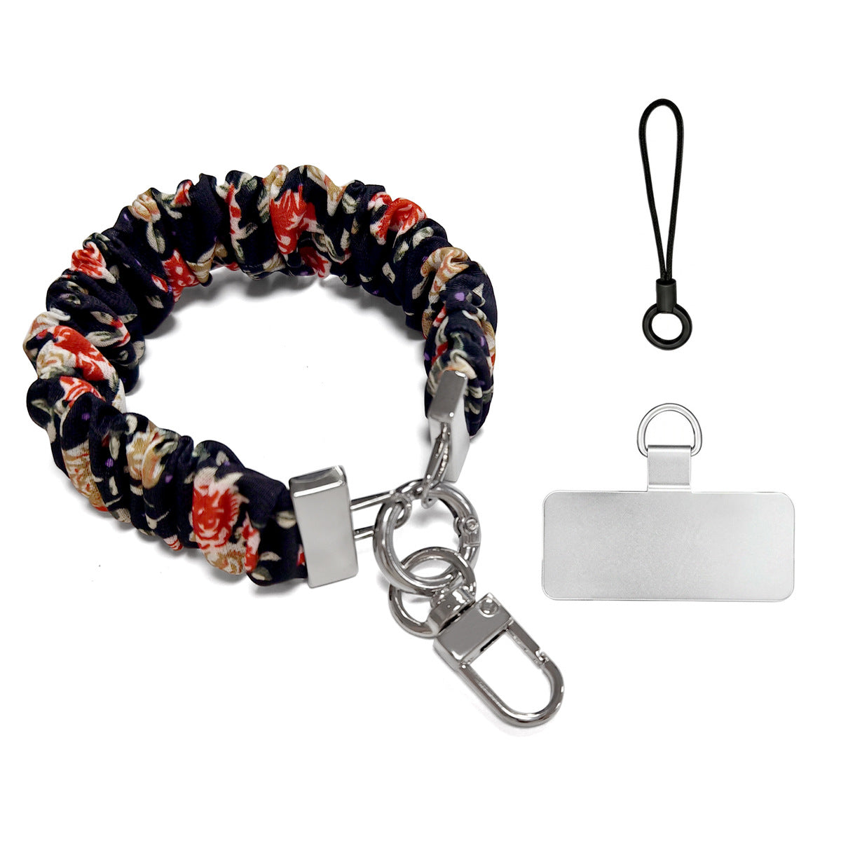 Scrunchie Wristlet Phone Lanyard With Clasp - RFloral_S