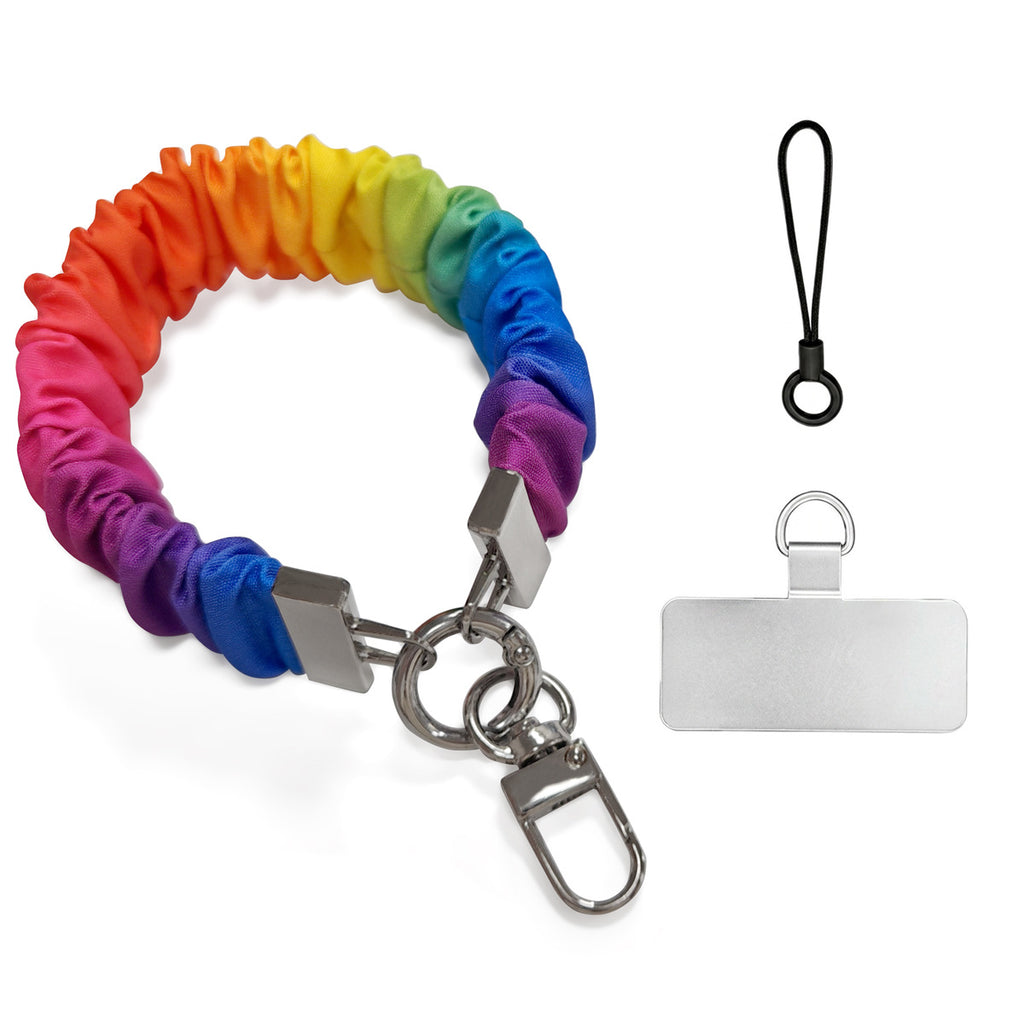 Scrunchie Wristlet Phone Lanyard With Clasp - Rainbow_S