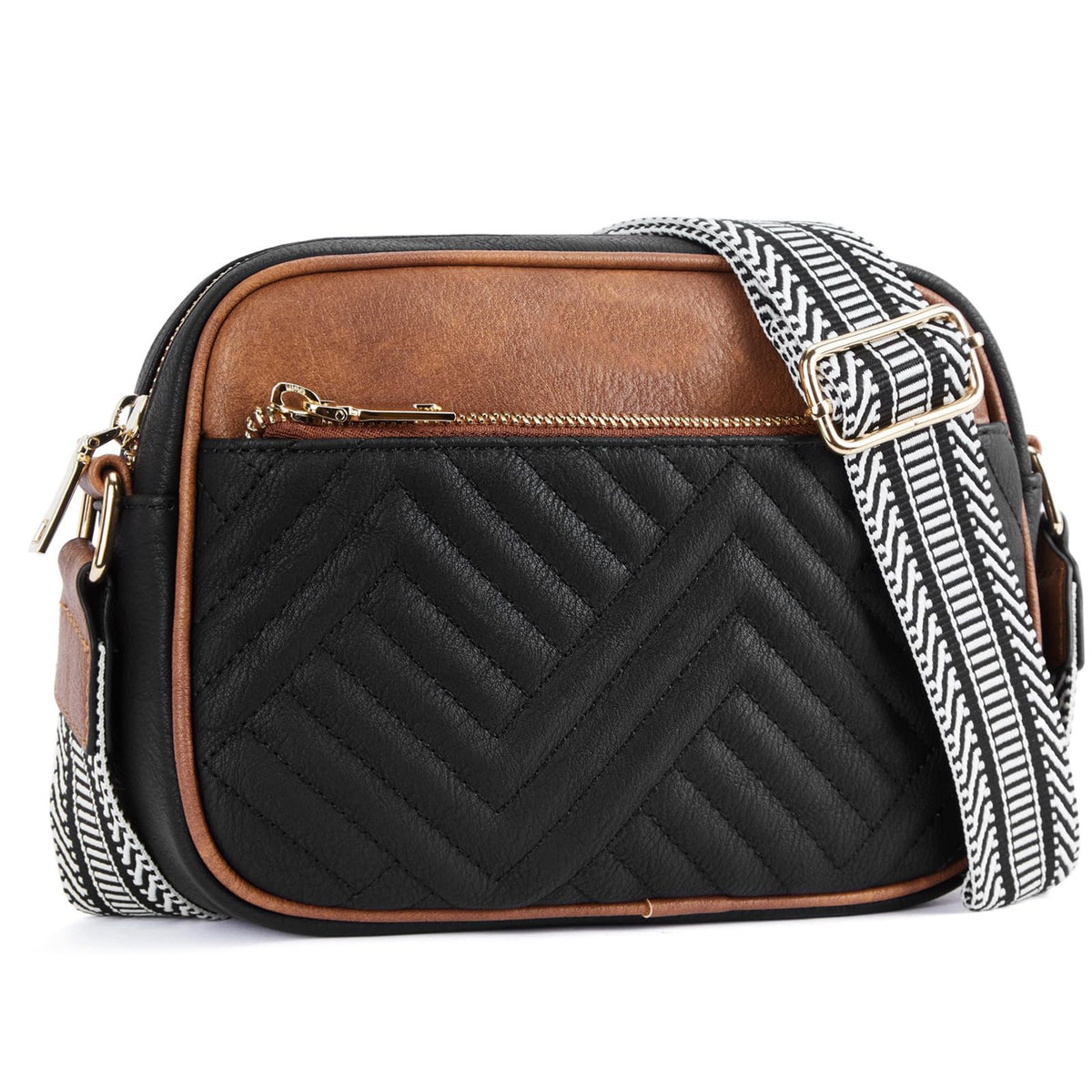 Quilted Chevron Camera Crossbody Bag