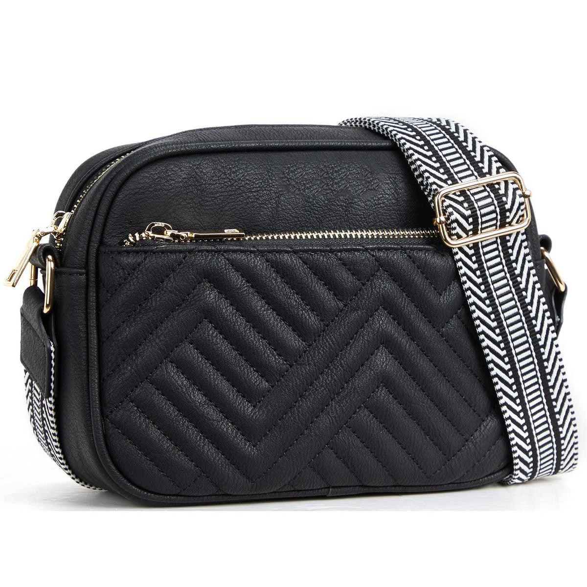 Quilted Chevron Camera Crossbody Bag
