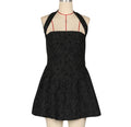 Backless Halter Flare Mini Party Dress - Black