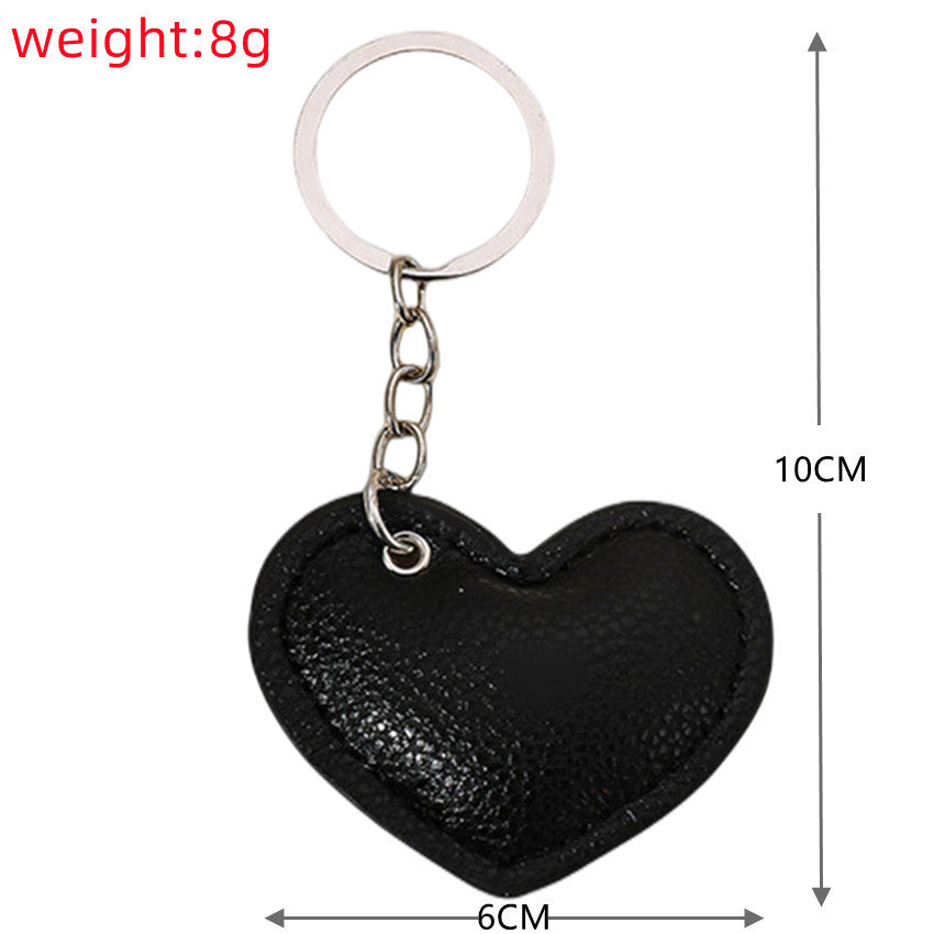 Textured Heart Bag Charm Keychain - Black