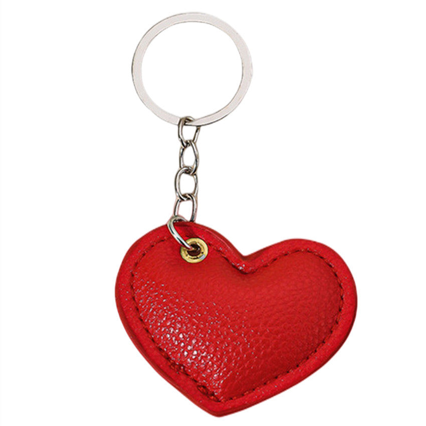Textured Heart Bag Charm Keychain - Red