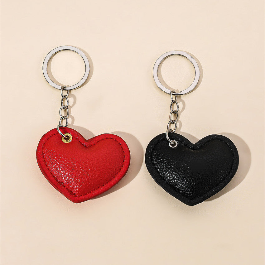 Textured Heart Bag Charm Keychain - Red - 1