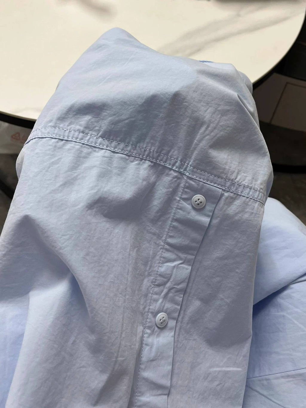 Oversized Drop Shoulder Button Back Shirt - blue - 11