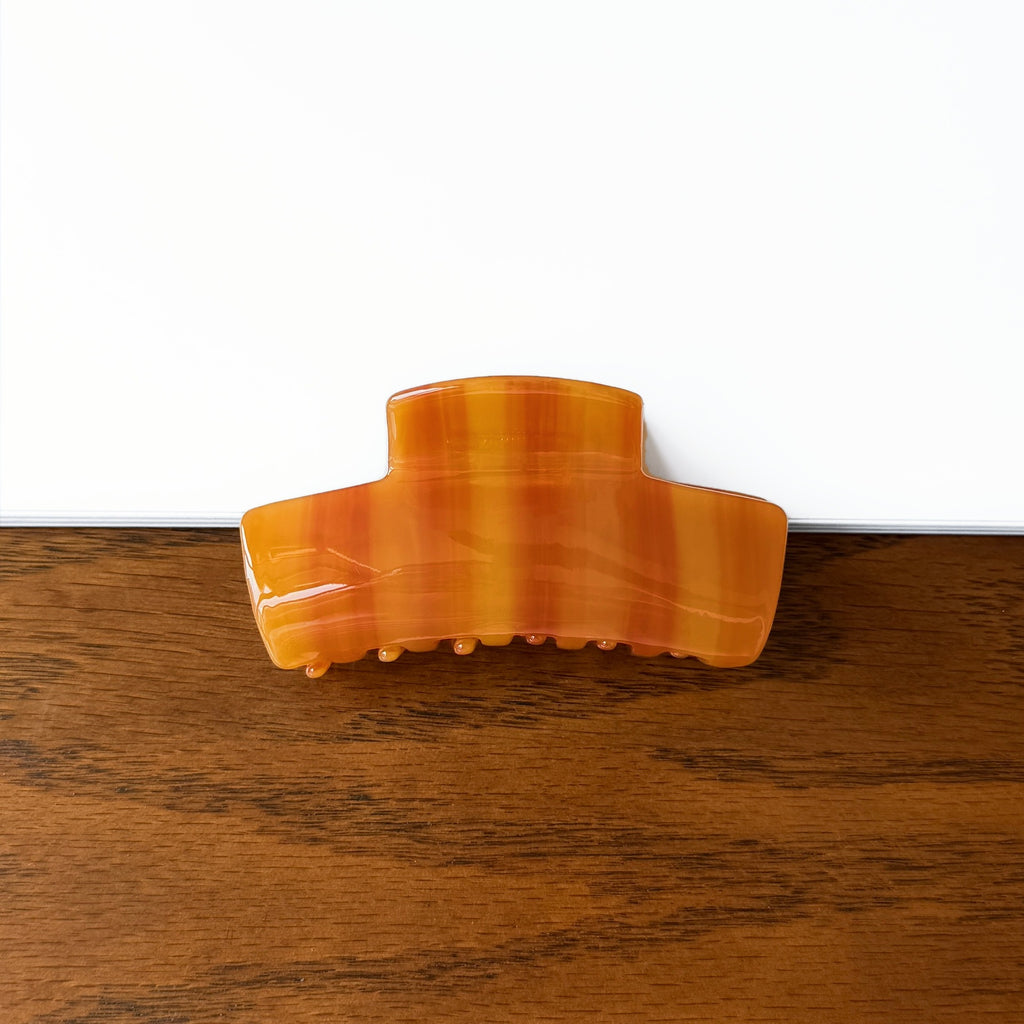 Chunky Marbled Hair Claw Clip for Updos - Amber