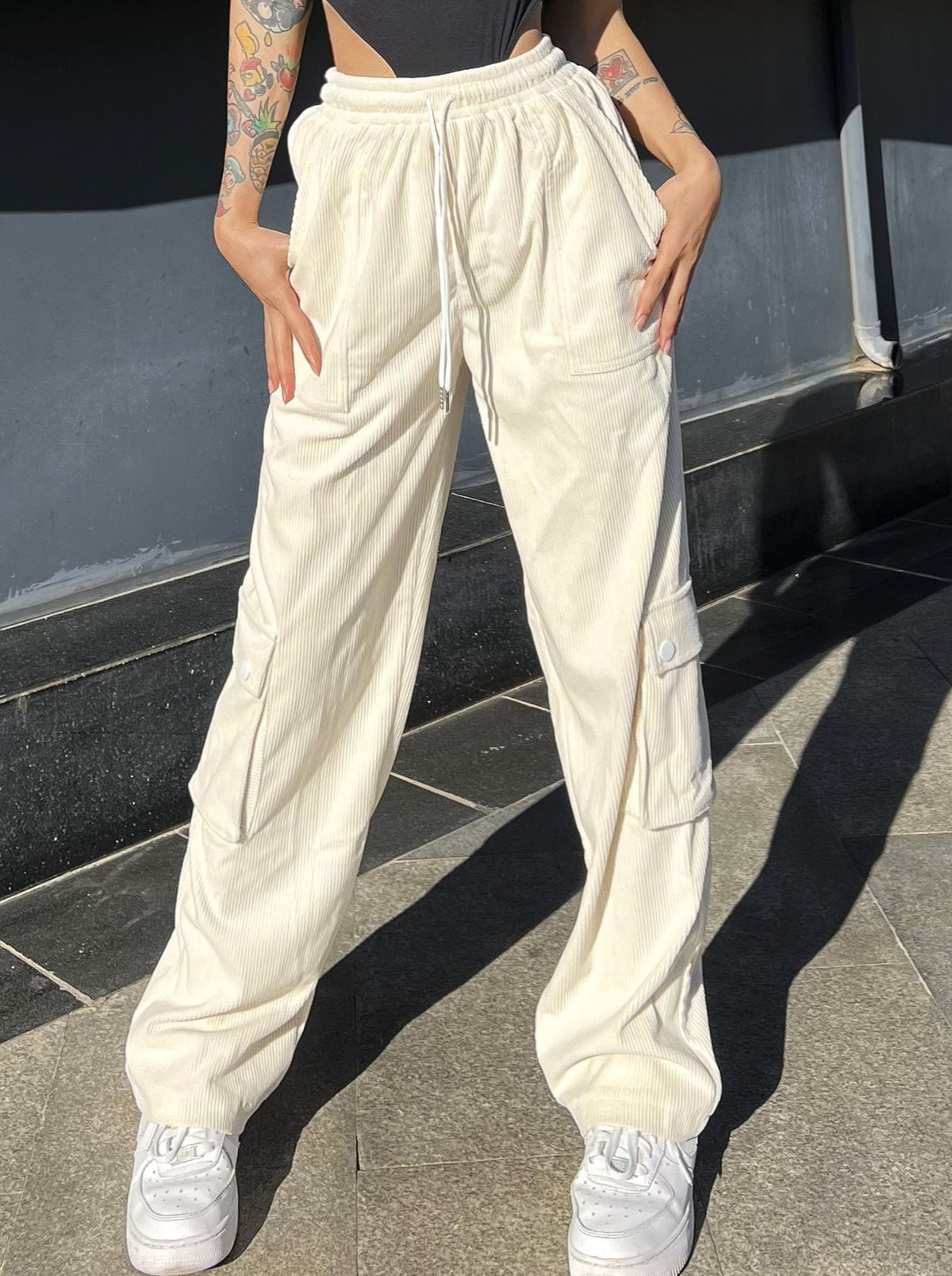 Corduroy Cargo Pocket Wide Leg Pants