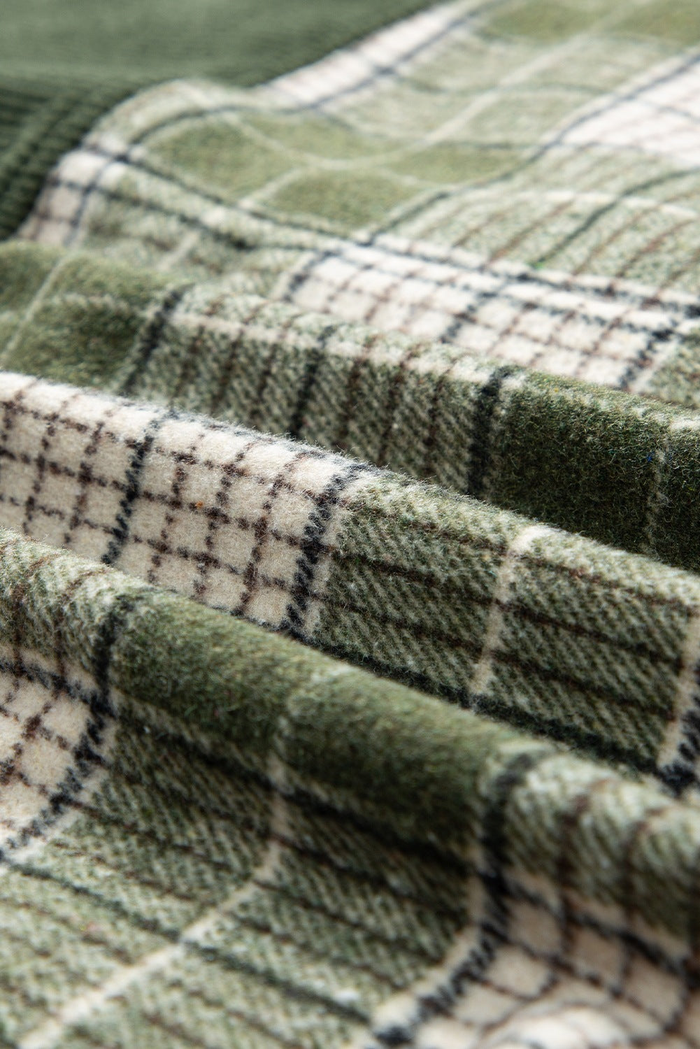 Corduroy Yoke Plaid Oversized Shacket - Green - 7