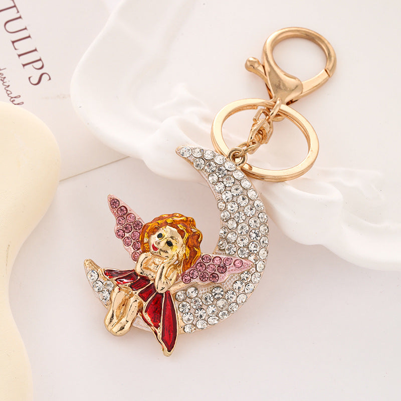 Rhinestone Moon Fairy Keychain Charm - Color_2