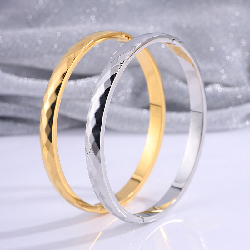 Faceted Diamond Cut Thin Bangle Bracelet