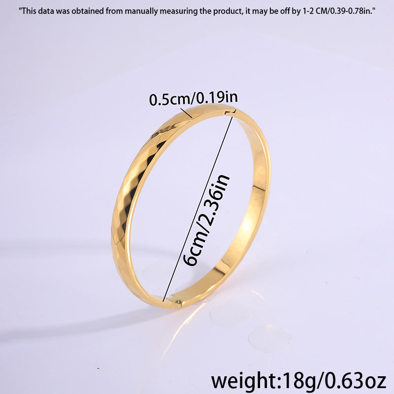Faceted Diamond Cut Thin Bangle Bracelet - view 3