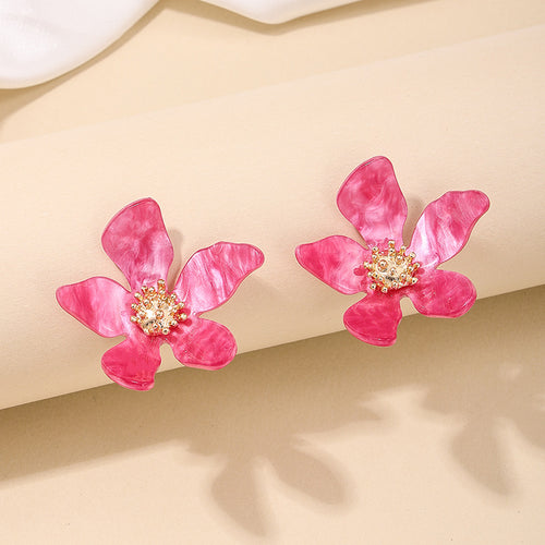 Acrylic Petal Flower Stud Earrings