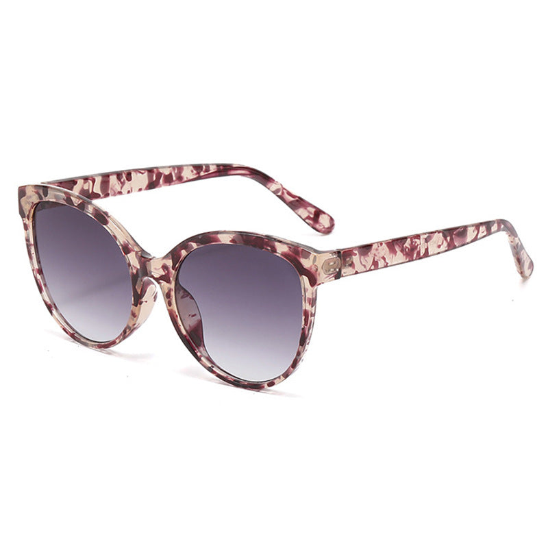 Round Cat Eye Sunglasses With Tinted Lenses - Floral