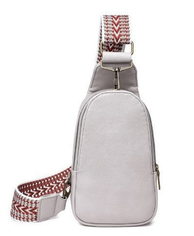 Washed Faux Leather Chest Sling Bag