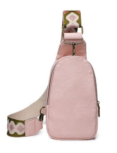 Washed Faux Leather Chest Sling Bag