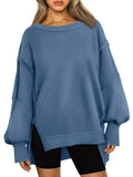 Oversized Side Split Drop Shoulder Sweatshirt - Dusty Blue