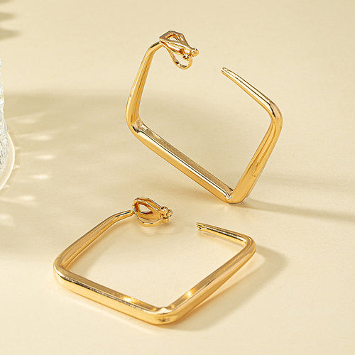 Angular Square Statement Hoop Earrings - Gold