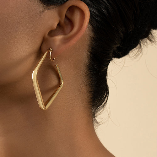 Angular Square Statement Hoop Earrings