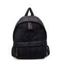 Quilted Puffer Backpack with Front Pocket - Black