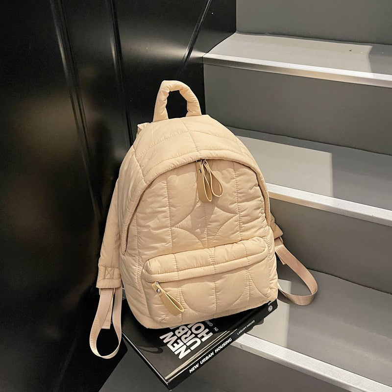 Quilted Puffer Backpack with Front Pocket