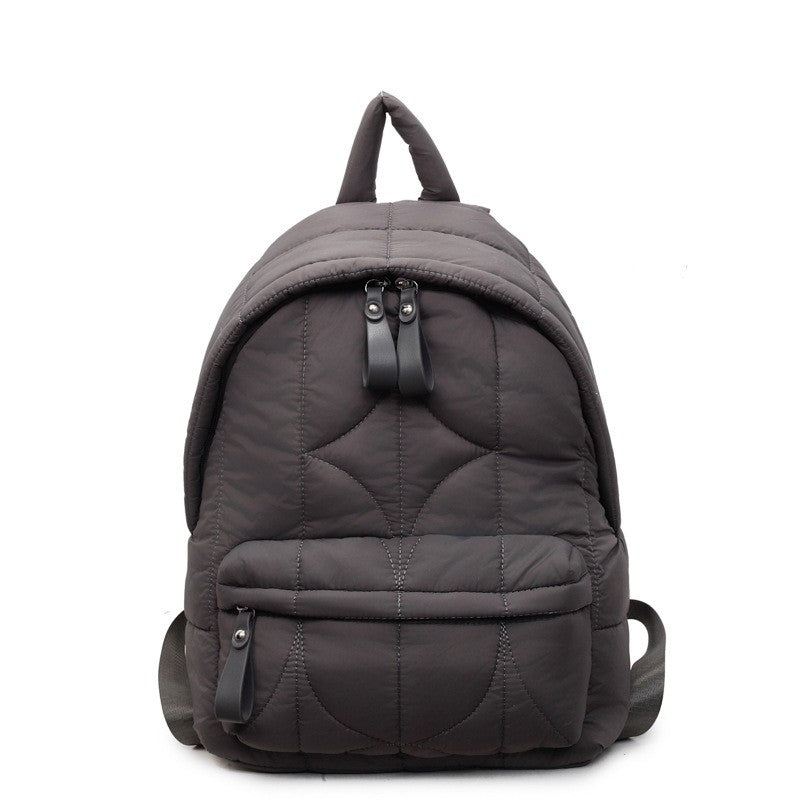 Quilted Puffer Backpack with Front Pocket