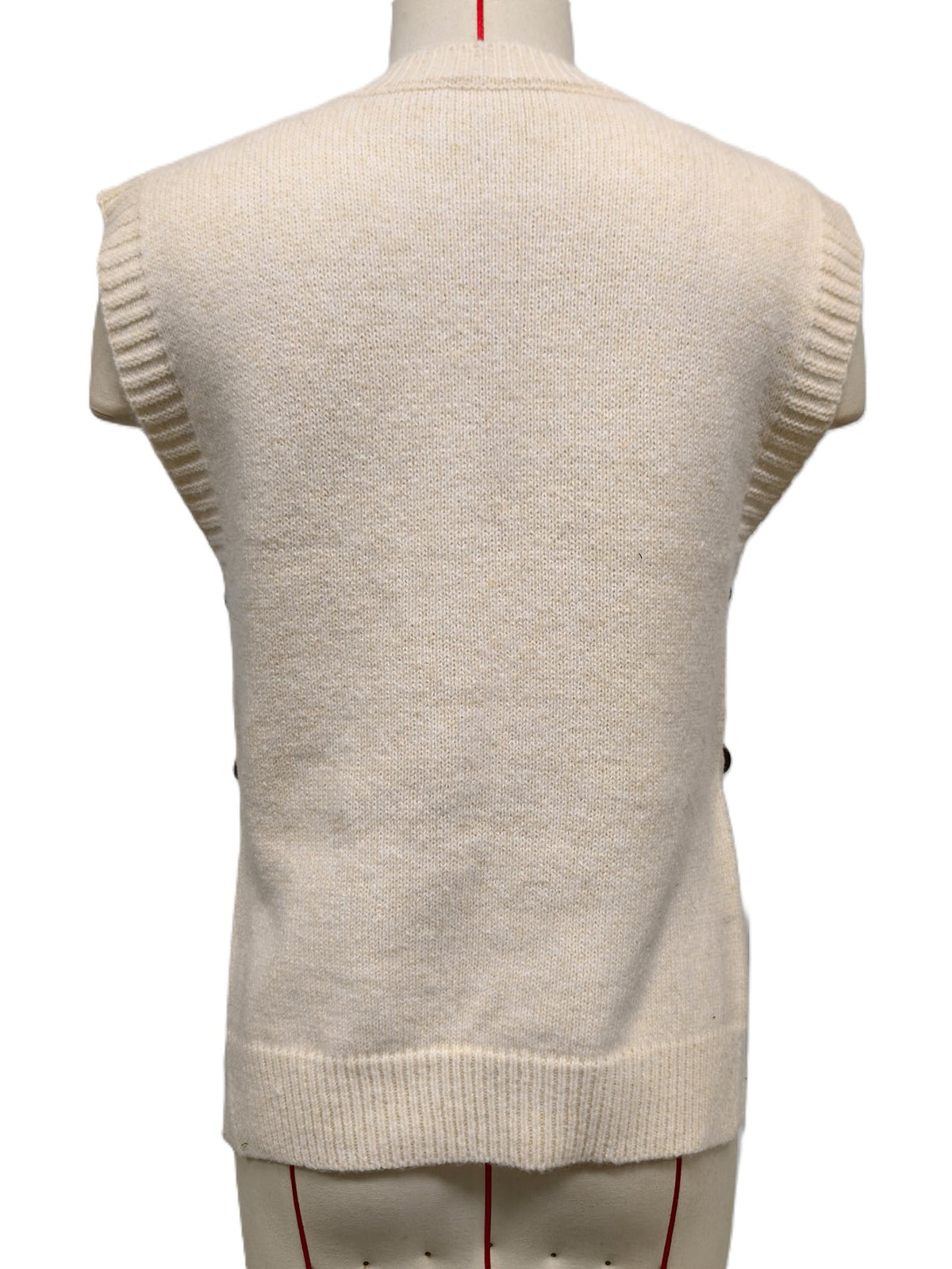 Flower Applique Knit Vest With Ribbon Ties - Apricot - 2