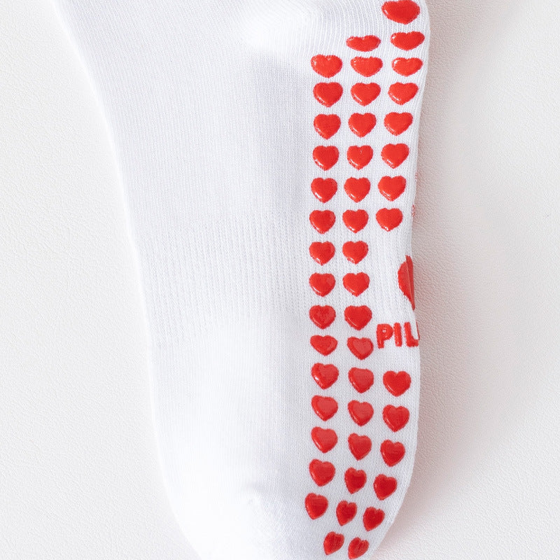 Frilled Cuff Cherry Embroidery Grip Socks - Cherry - 2