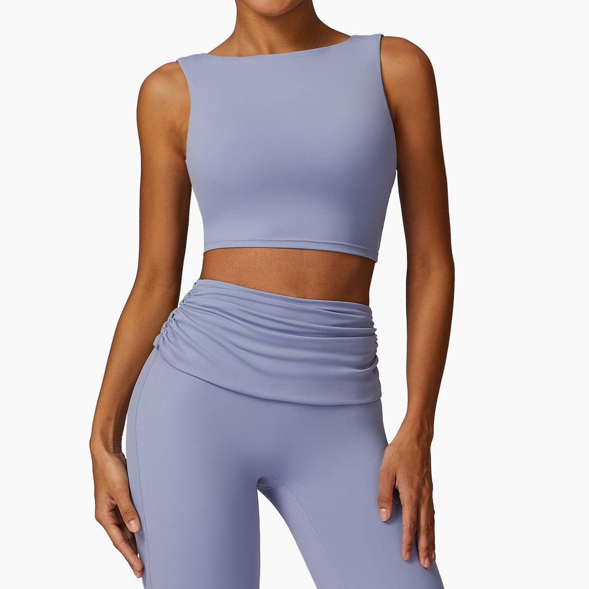 Boat Neck Open U-Back Padded Crop Workout Tank