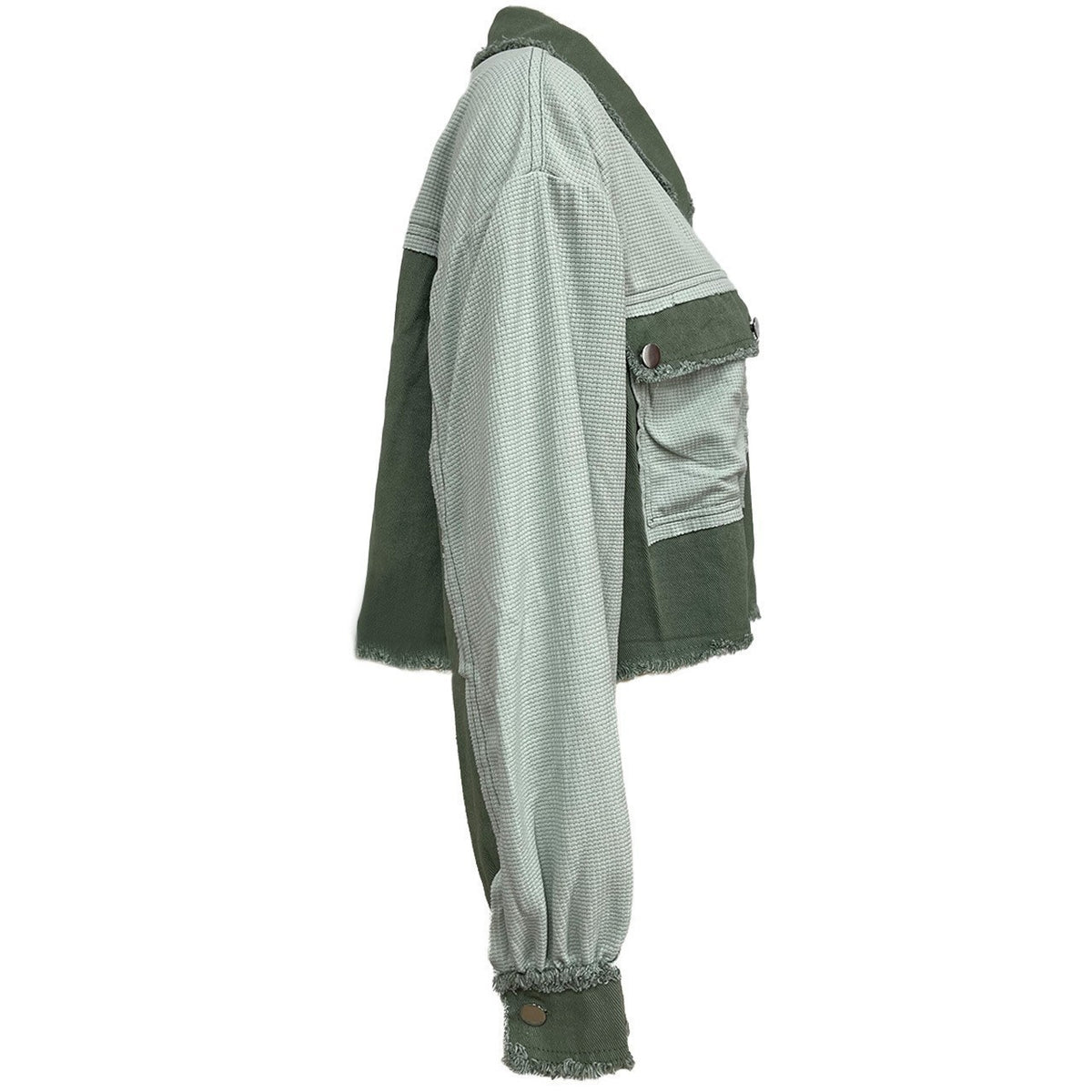 Color Block Cropped Raw Hem Jacket - view 1