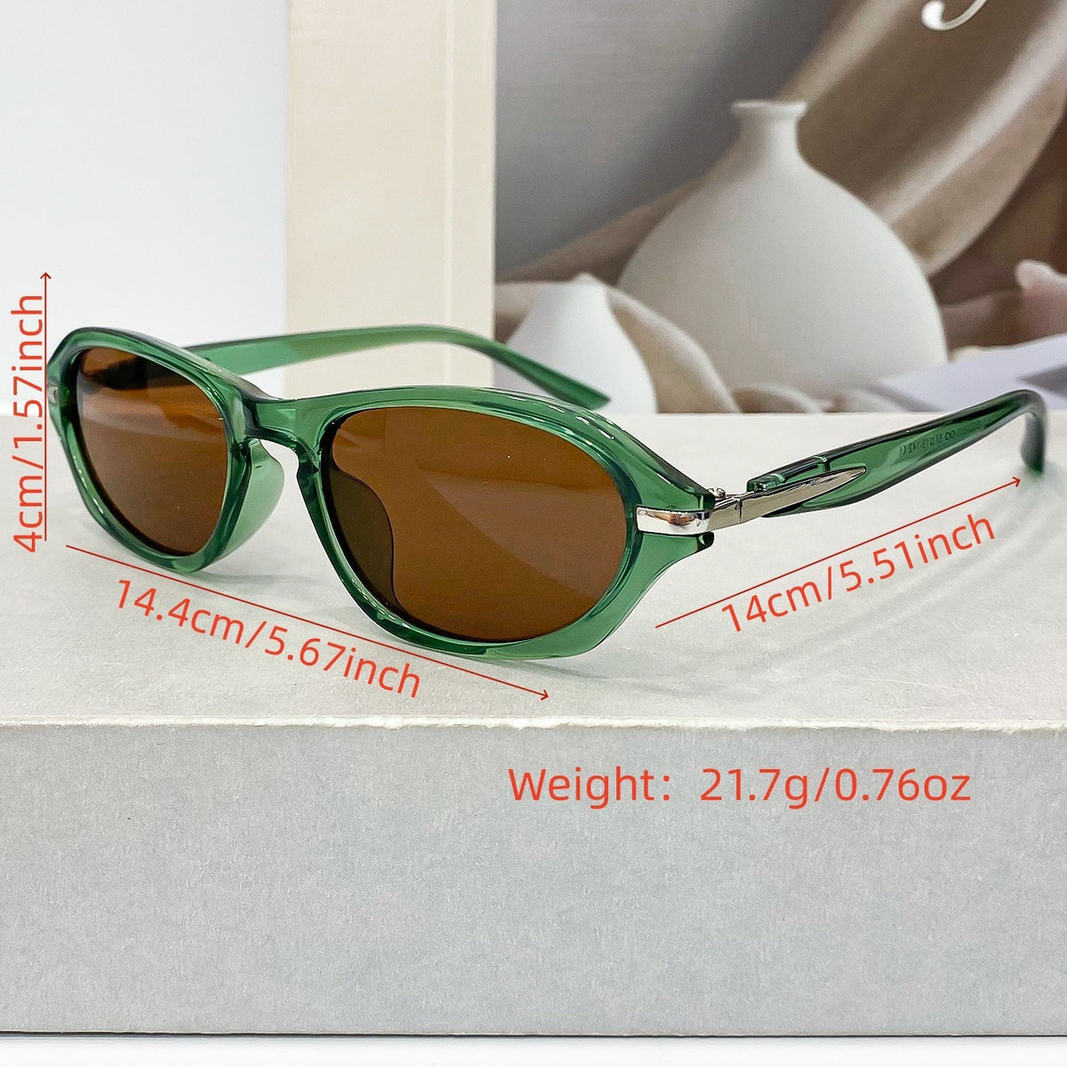 Retro Angular Oval Sunglasses for Women - Green - 1