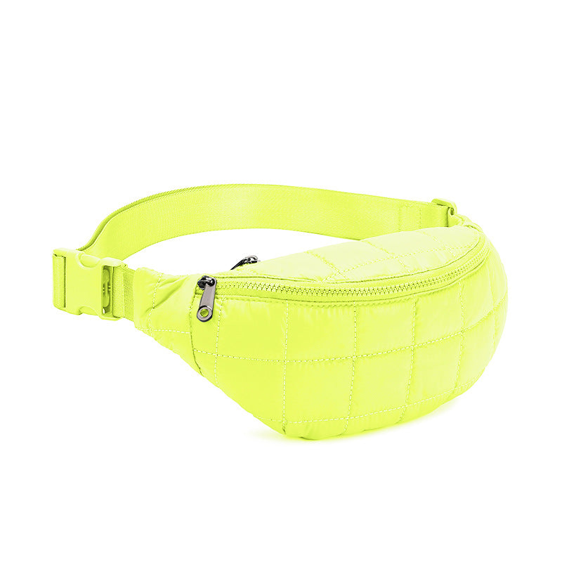 Quilted Puffer Belt Bag Fanny Pack - lemon
