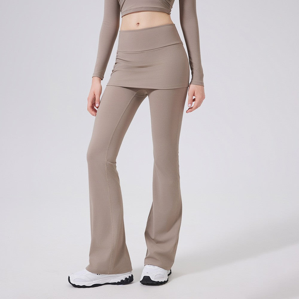 Ruched Skirted High Waist Flare Yoga Leggings