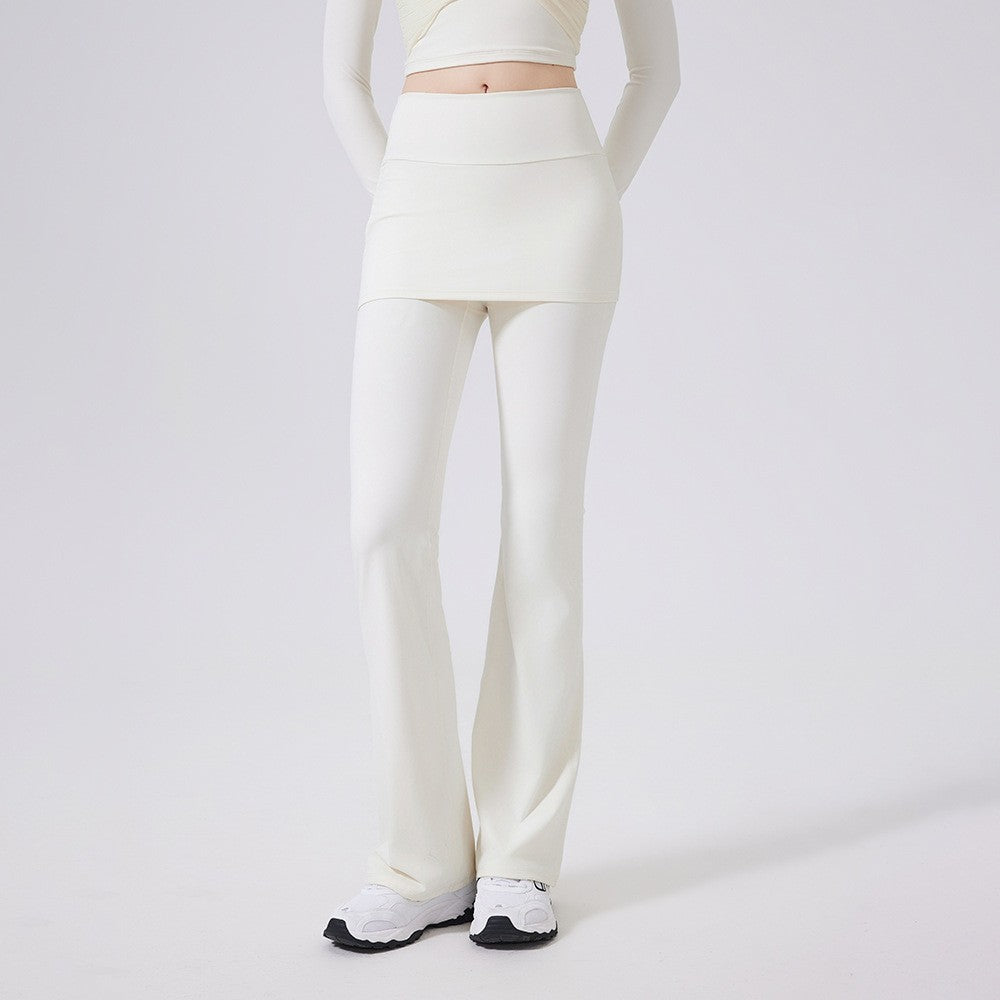 Ruched Skirted High Waist Flare Yoga Leggings