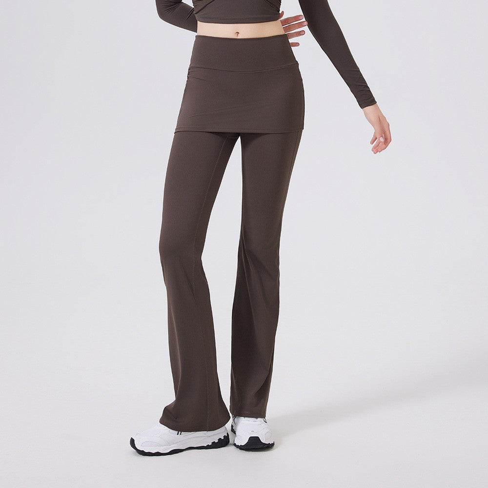 Ruched Skirted High Waist Flare Yoga Leggings