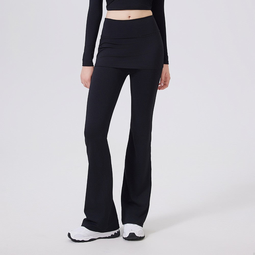 Ruched Skirted High Waist Flare Yoga Leggings