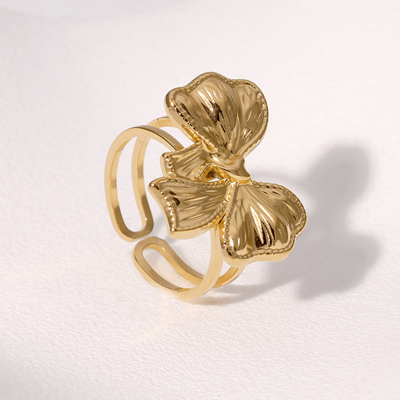 Ribbed Bow Adjustable Open Ring - view 1