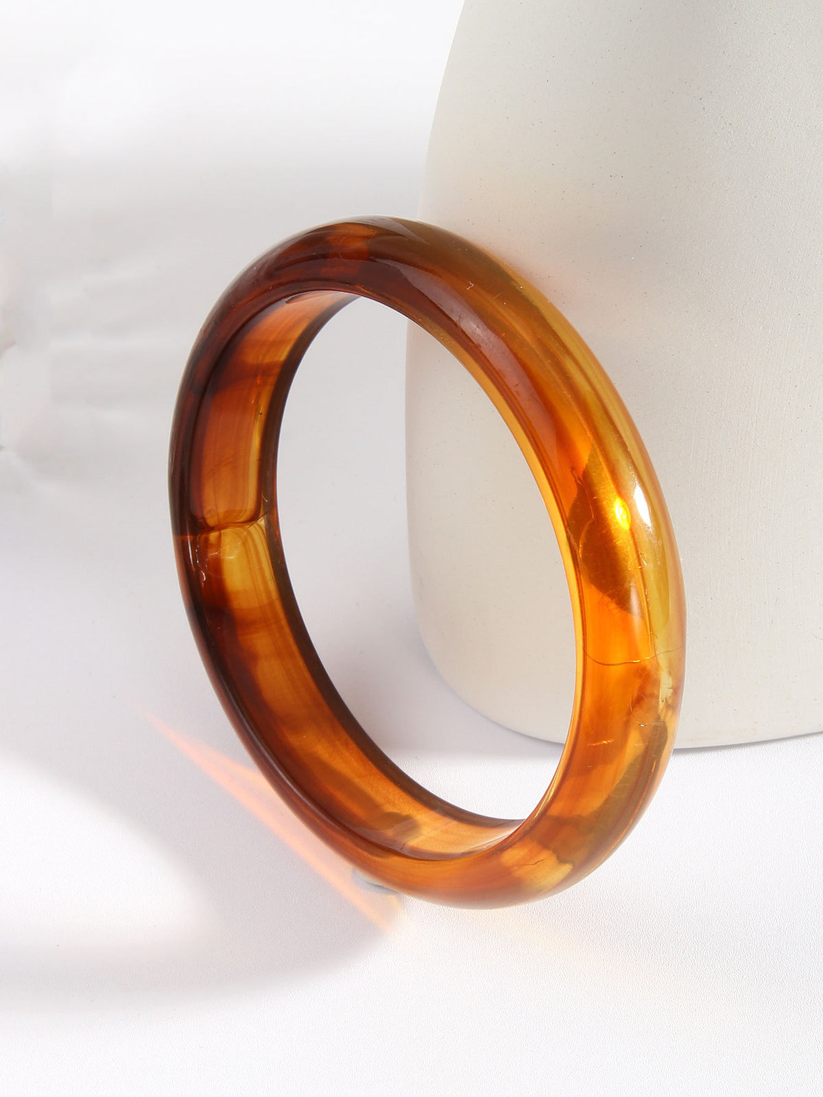 Marbled Resin Slim Bangle Bracelet - Coffee