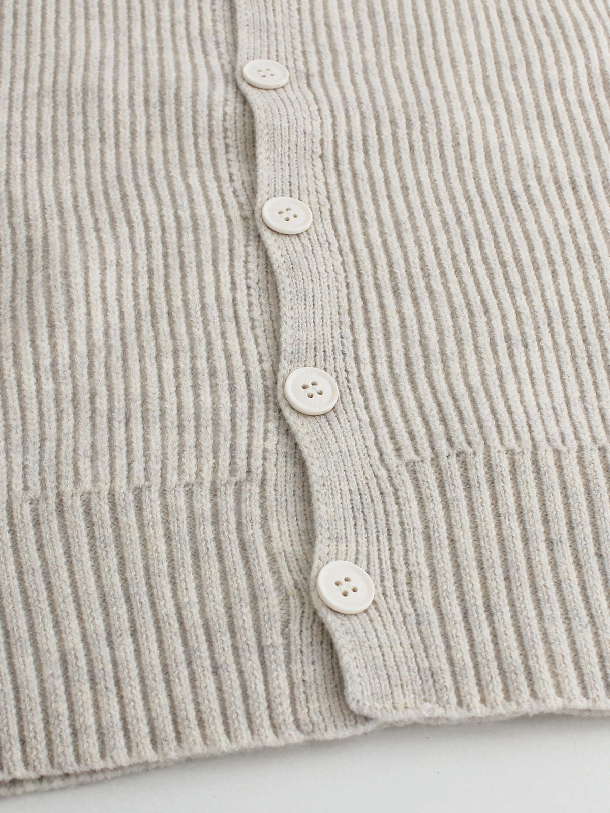 Sleeveless Rib Knit Button Cardigan Vest - Apricot - 3