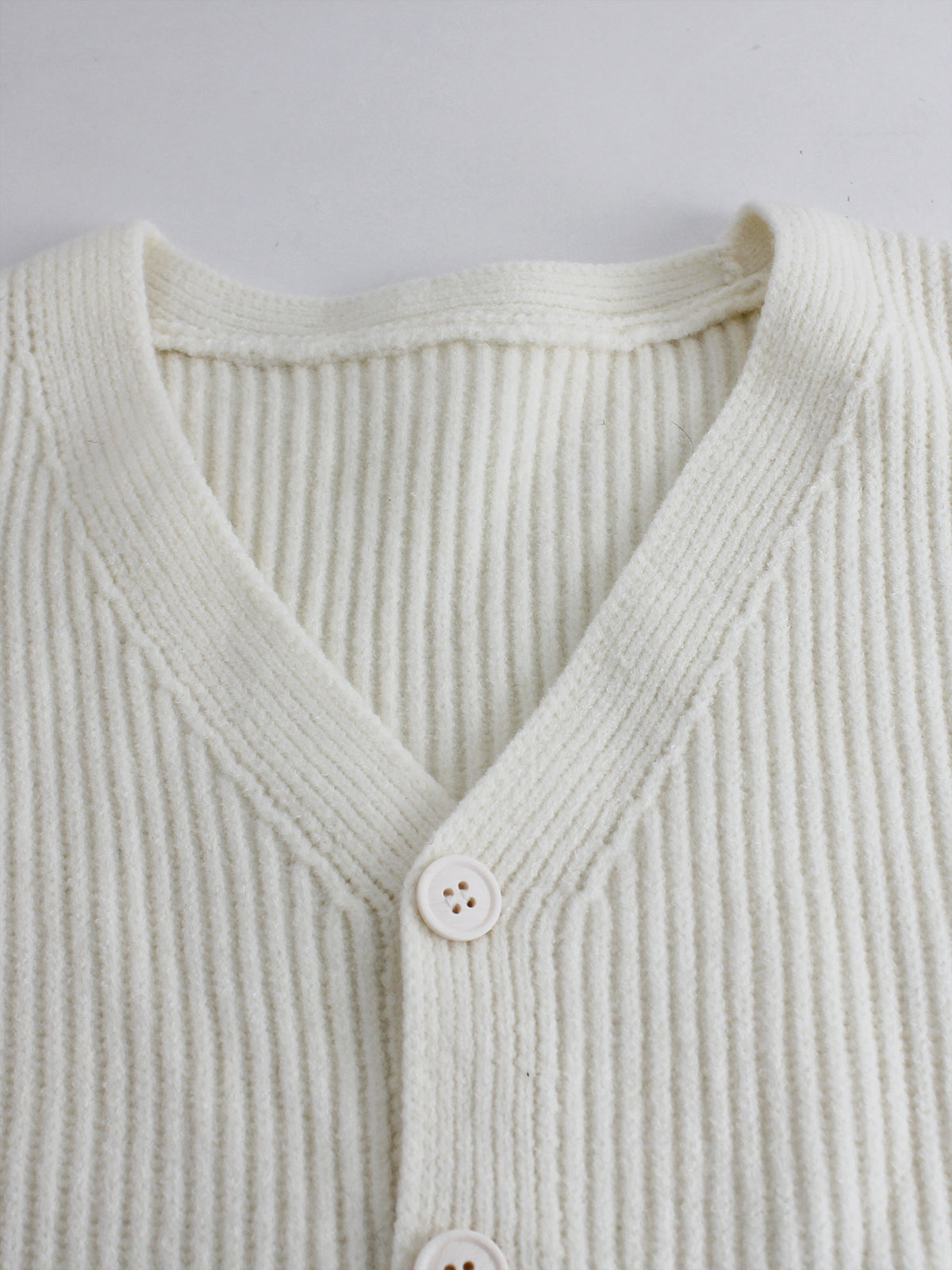Sleeveless Rib Knit Button Cardigan Vest - White - 2