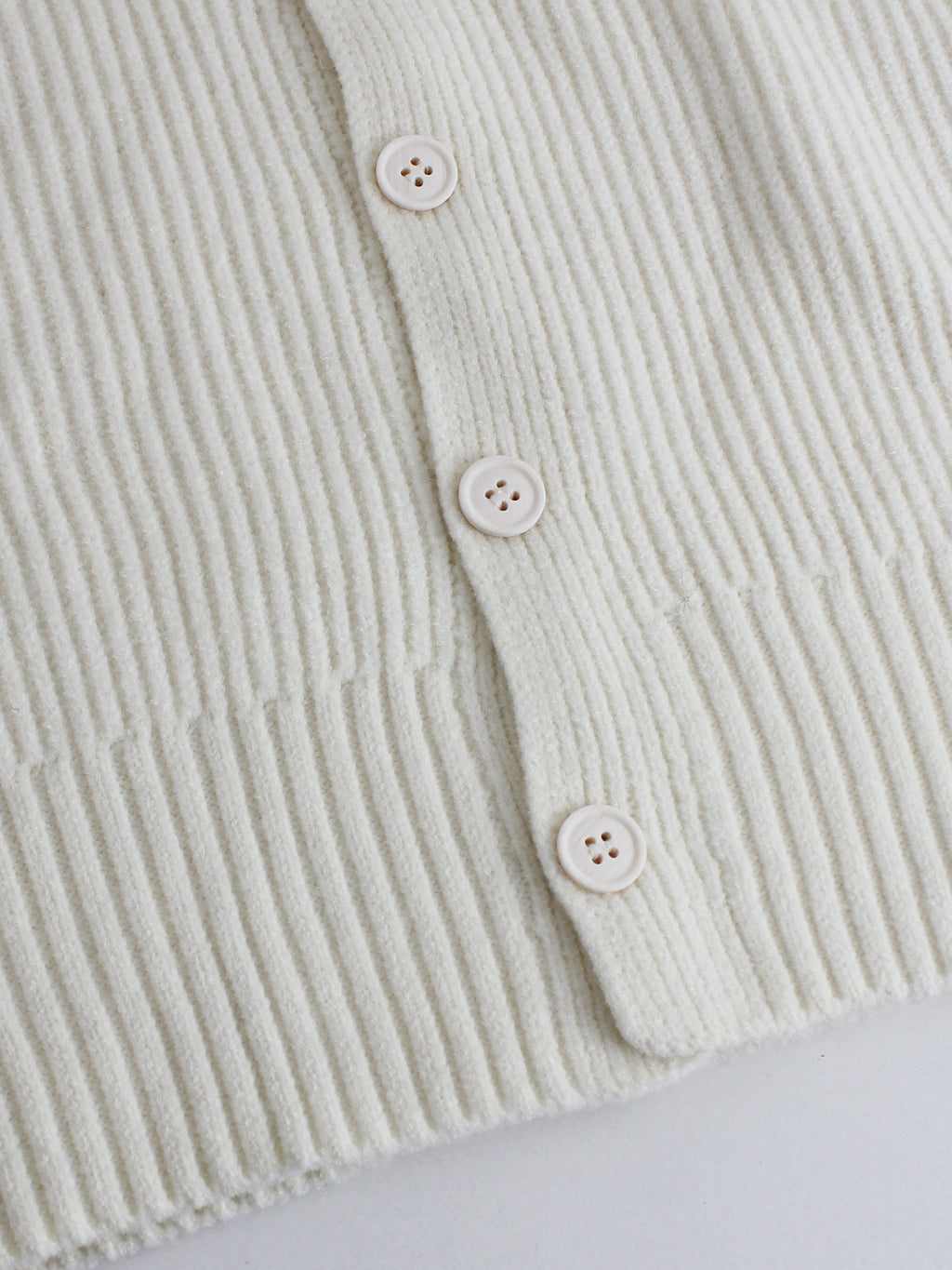 Sleeveless Rib Knit Button Cardigan Vest - White - 4