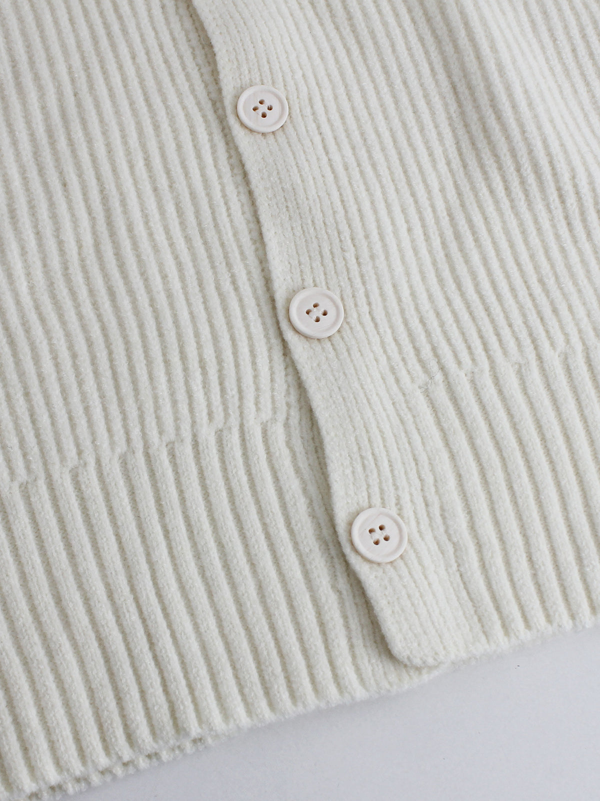 Sleeveless Rib Knit Button Cardigan Vest - White - 4