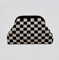 Patterned Knit Clutch Pouch Makeup Bag - GBlack