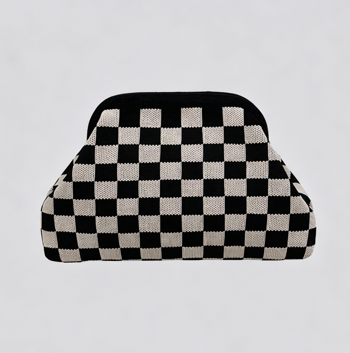 Patterned Knit Clutch Pouch Makeup Bag - GBlack